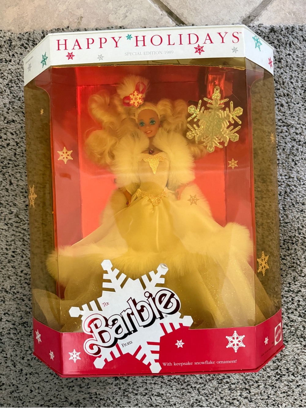 1989 Holiday Barbie White Holiday Ball Gown Doll